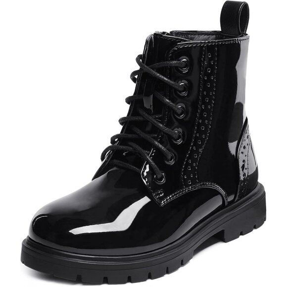 Dream Pairs Ankle Boot Giral Black Rubber Side Zipper Combat - Picture 1 of 6
